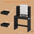 thumbnail image 5 of makeapile Small Vanity Desk with Mirror and Power Outlet, Featuring Three Adjustable Light Colors Each with 10 Brightness Levels. Space-saving Design For Small Areas. Black., 5 of 9