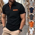 thumbnail image 3 of WTXUE Polos Short Sleeve, Scrunch Neck Polo Golf Shirts for Men Spring Summer Casual Buttons Lapel T Shirt Tops Solid | Workwear for Men Navy L, 3 of 6
