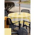 thumbnail image 5 of Outdoor Tablecloth with Umbrella Hole for Patio/Picnic/Party/Camping, Yellow Plaid Striped Waterproof Table Cloth Square Cover Washable, Farmhouse Checkered Modern Abstract Art (60"x 60"), 5 of 8