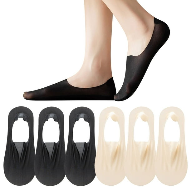 Calcetines de mujer, 6 pares, de nailon, antideslizantes, de corte bajo, finos, ligeros