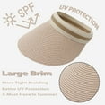 thumbnail image 3 of Ksopiavobs Straw Sun Visor for Women Clip On Wide Brim Straw Visor Cap Summer Beach Travel Sun Hat UPF 50+, 3 of 6