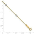thumbnail image 2 of The Black Bow 14k Two-Tone Gold Diamond-Cut Beaded Adjustable Anklet, 9-10 Inch, 2 of 2