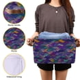 thumbnail image 3 of Yayeee Canvas Storage Basket with Handles for Shelves Fabric Bins Closet Organizer, Purple Waves Pattern, 3 of 8