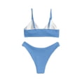 thumbnail image 4 of Women's Two Piece Swimsuit Ribbed Trim Solid Color Bikini Set for Swimming Beach Pool Summer,Dark Blue,S, 4 of 4