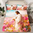 thumbnail image 3 of Homewish Western Christian Bible Twin Sheet Sets for Teens, Pink Rustic Groovy Twin Fitted Sheet, Kawaii Rustic Sheep Flat Sheet, Super Cozy Room Decor, 3-Piece, 3 of 8