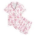 thumbnail image 2 of Teen Silk Pajamas Girls Valentine Pjs Short Sleeve Bow Print Button Down Sleep Shirt Size 14-15 Years Boys Pajamas, 2 of 4