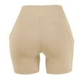 thumbnail image 6 of nerohusy Women's Biker Shorts with Pockets High Waisted Spandex Workout Running Yoga Gym Lightweight Summer Fitness Stretchy Shorts Beige,XXXL, 6 of 9