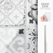 Smart Tiles Peel and Stick Backsplash, 5 Adhesive Tiles, Vintage Black/Grey/White, 9x9