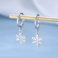 thumbnail image 4 of Solid 925 Sterling Silver Snowflake Hoop Earrings for Women Teens Frozen Flower Hoop Earrings Winter Christmas Earrings, 4 of 7