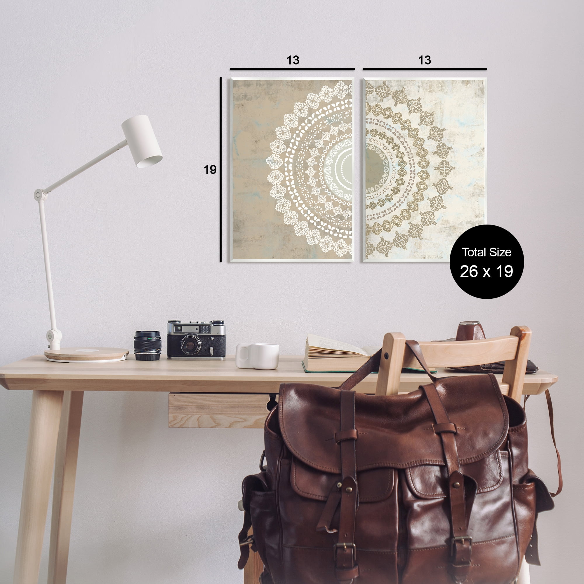 Stupell Rustic Mandala Boho Pattern Abstract Painting Wall Plaque Unframed Art Print Wall Art, Set of 2