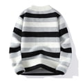thumbnail image 2 of USNSM Mens Vintage Sweater Oversized Striped Knit Sweaters Crewneck Blouses Fall Pullover Tops Color Block Warmth Knitwear Black L, 2 of 8
