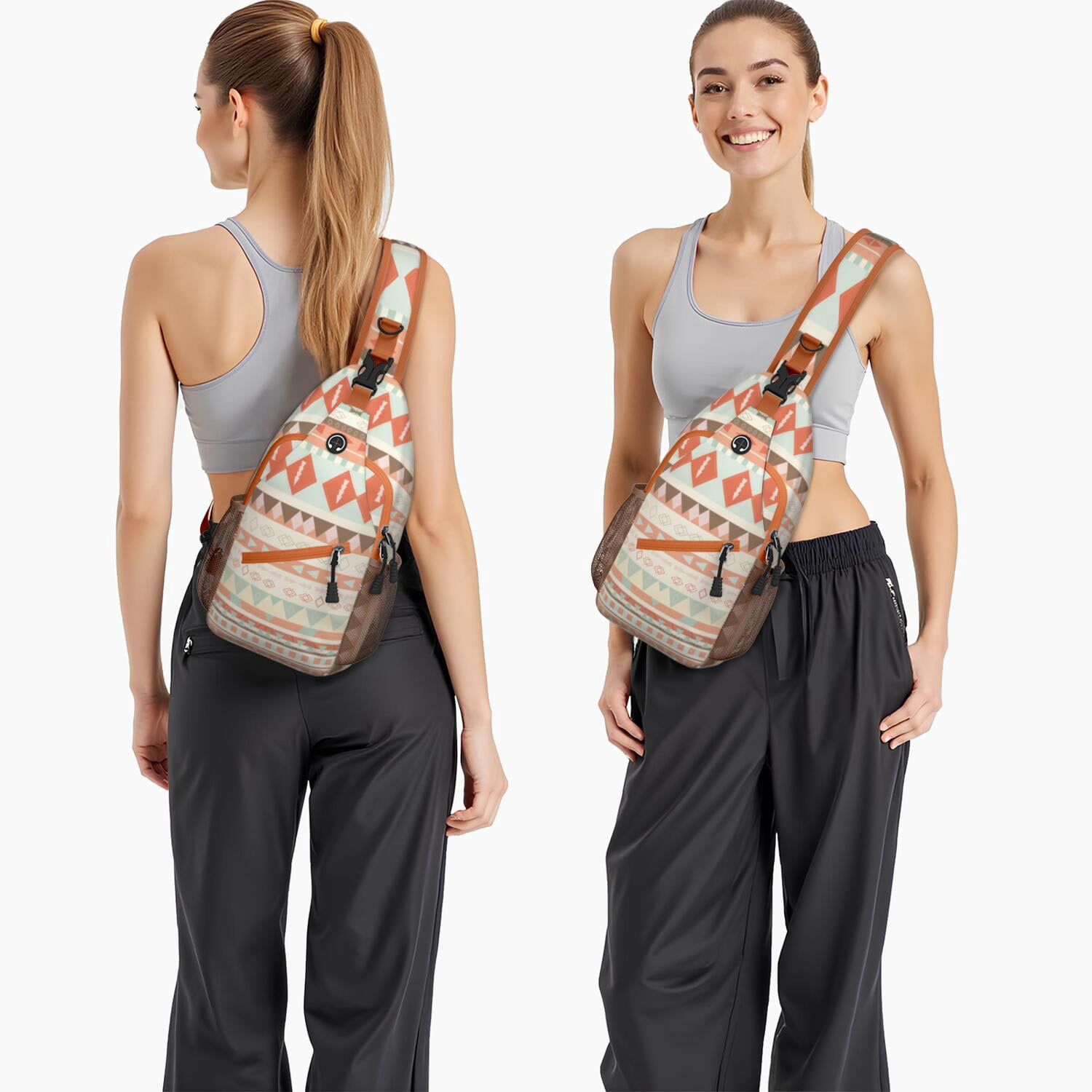 Natural Floral Crossbody Sling Bag Lightweight Chest Bag for Biking Boho Style & Travel-Ready