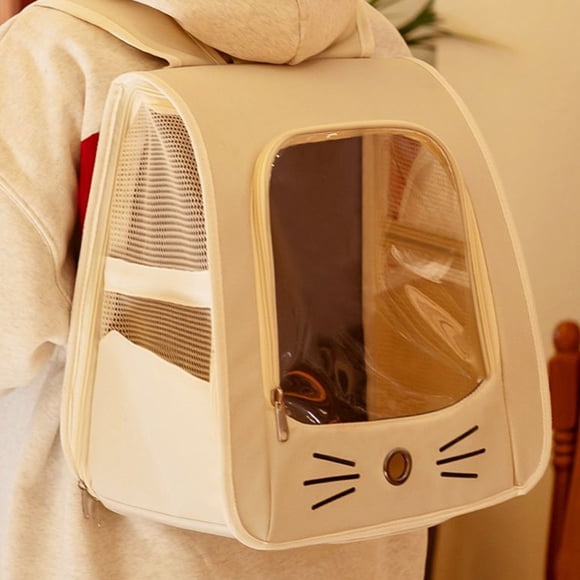 RKSTN Clothe Backpack Pet Backpack Cage Cat Scratch Proof Bag Travel Folding Bag Beige