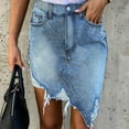 thumbnail image 3 of VUPSGEZ Womens Daily Casual Classic Blue Buttons Pockets Ripped Denim Skirt (Light Blue,XL), 3 of 6