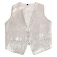 thumbnail image 4 of Kids Sequins Vest Sleeveless White Vest Shiny Vest Kids Hip Hop Jazz Modern Dance Stage Performance 6-10 Years, 4 of 5