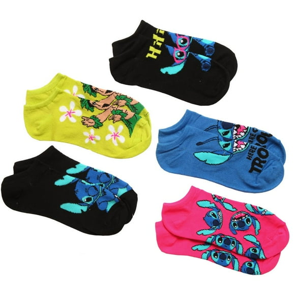 Calcetines casuales Disney Lilo & Stitch para mujer, paquete de 5, tallas 9-11