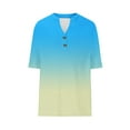 thumbnail image 6 of Olyvenn Women's Gradient Tops Summer Trendy 2025 Dressy Casual Bloues Loose Fit Half Sleeve Buttons V Neck Tshirts Shirts Light Blue XL, 6 of 6