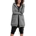thumbnail image 6 of qolati Zip Up Hoodie For Women Double Back Zipper Long Tunic Hooded Sweatshirt Casual Drawstring Fleece Fall Winter Jacket Coat with Pockets, 6 of 10