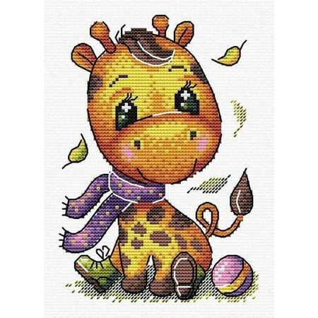 UPC: 4627167303483 | Counted Cross Stitch Kit Yellow Giraffe SM-597 By MP Studia Needlework Animal Yellow Easy