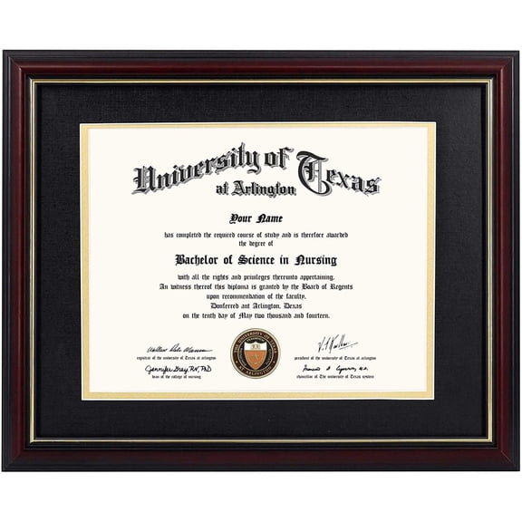 GraduationMall Certificate Documents Diploma Frame Cherry Real Wood with Black Mat 8.5 x 11 /11 x 14