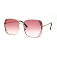 thumbnail image 3 of Womens Large Rectangular Metal Rim Designer Sunglasses Gold Pink, 3 of 4