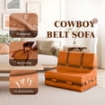 thumbnail image 4 of Rounuo Retro Bean Bag Chair with Western Cowboy Belt, Accent Chair Floor Sofa Mid Century Chaise Lounge Chair Floor Couch for Adults Modern Couch for Living Room Indoor Spaces, Micro Fabric, 4 of 6