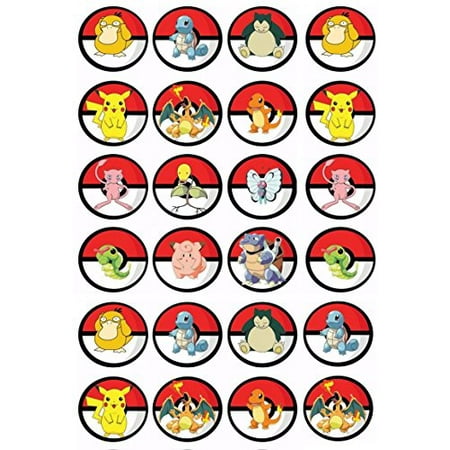 24 Pokemon Pokeball Cupcake Toppers Walmart Com