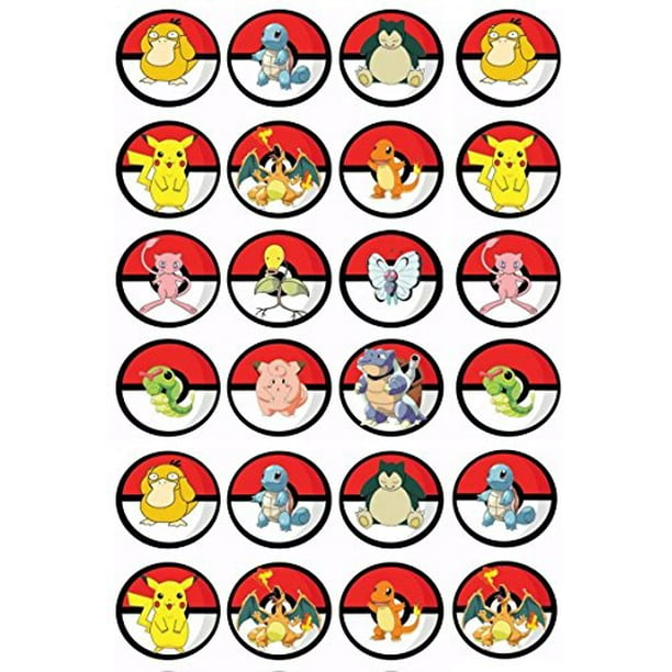 24 Pokemon Pokeball Cupcake Toppers