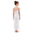 thumbnail image 4 of Aislor Big Girls Mesh Split Wide-Leg Bodysuit Sequins Bodice Figure Skating Jumpsuit Gymnastics Leotard White 12, 4 of 7