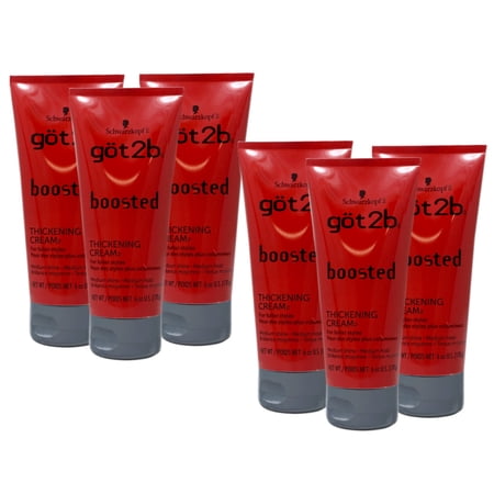 Got2B Boosted Hair Thickening Cream for Fuller Styles, Medium Shine, Medium Hold, 6 Ounce - 6 Pack