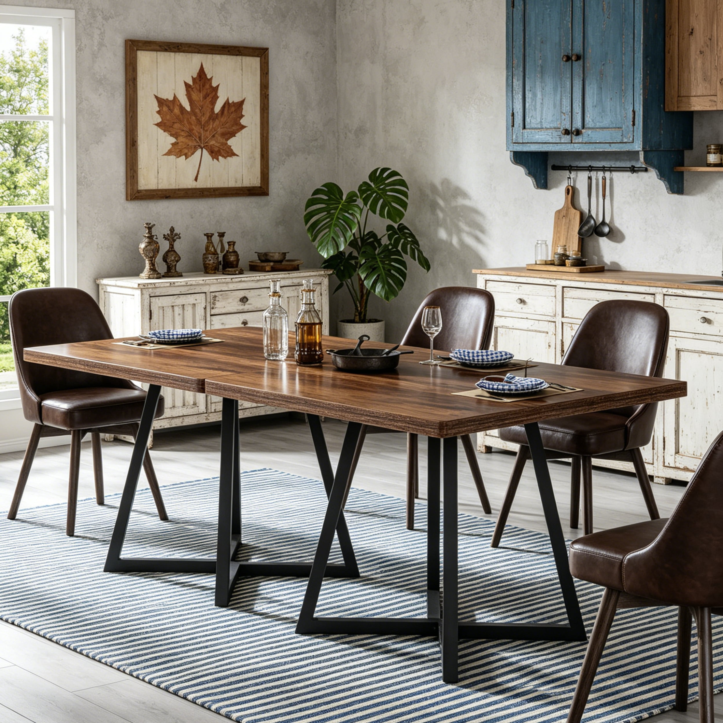 Fnova 31.5" Square Dining Table, Small Kitchen Dinner Table, 2-4 Person Industrial Dining Table, Square Kitchen Table for Dining Room Farmhouse Home Decor Furniture