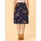 thumbnail image 5 of Allegra K Falda Midi Acampanada Con Dobladillo Asimétrico De Cintura Alta Con Estampado Floral Para Mujer Azul oscuro XL, 5 of 6