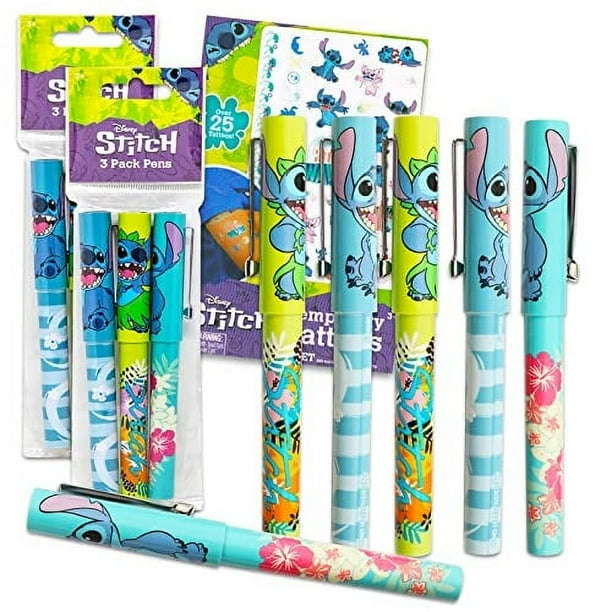 Set de bolígrafos Disney Lilo and Stitch 6 bolígrafos con tatuajes temporales