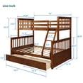 thumbnail image 7 of Twin Over Full Bunk Bed with Ladder Solid Wood Bunk Bed Frame with 2 Storage Drawers, 7 of 7
