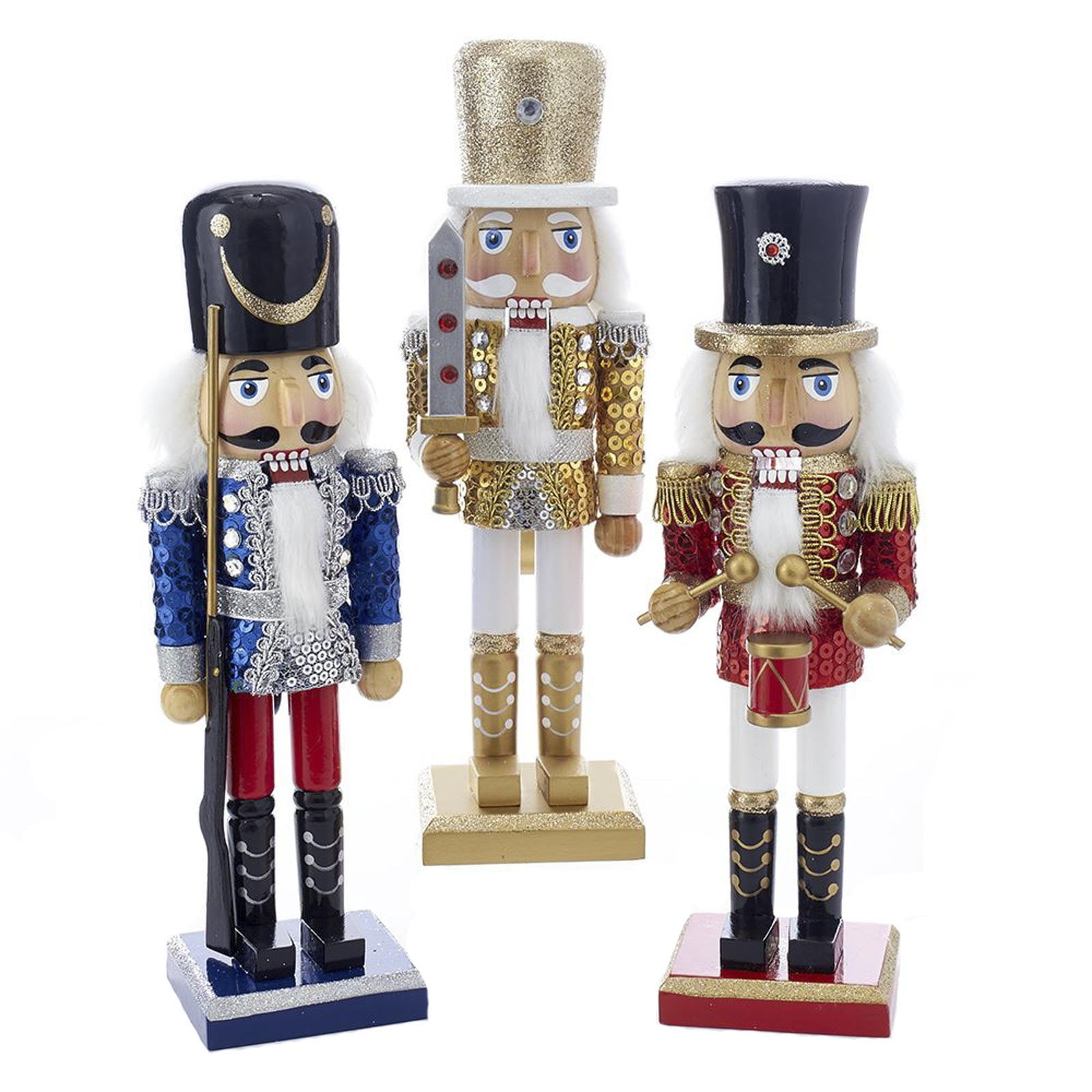 Kurt Adler 10"Wdn Go/B/R Soldier Nutcrackers