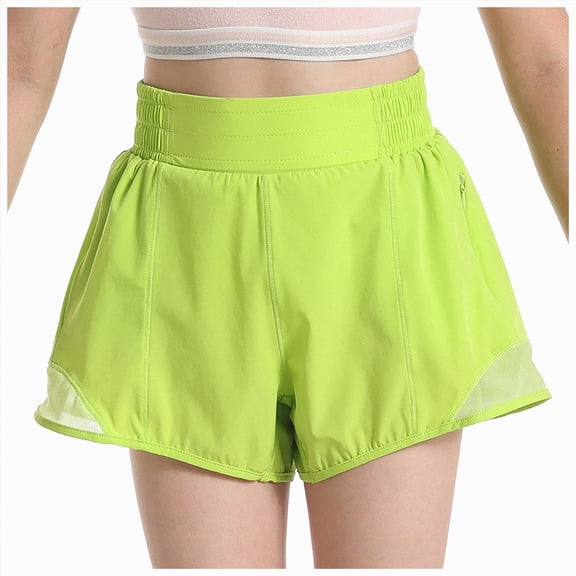 NIEWTR Girls' Solid Athletic Shorts Moisture Wicking Shorts for Kids Teens Competitive Sports(Green,8-9 Years)