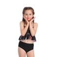 thumbnail image 4 of Seyurigaoka Little Girls 2PCS Bikini Set, Sling Floral Ruffle Top+Solid Color/Striped Panty, 4 of 4