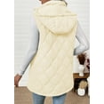thumbnail image 3 of SHEWIN Vest for Women Long Puffer Vest Full Zipper Hooded Jackets Casual Winter Warm Quilted Coat Outerwear with Pockets White, 3 of 10