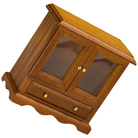 FONDOTIN Realistic Miniatures Furniture Miniature Bookshelf Wood Light Brown 1Pcs