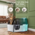 thumbnail image 2 of Caja de arena para gatos Tripamin XL de acero inoxidable con lados altos, 2 of 7