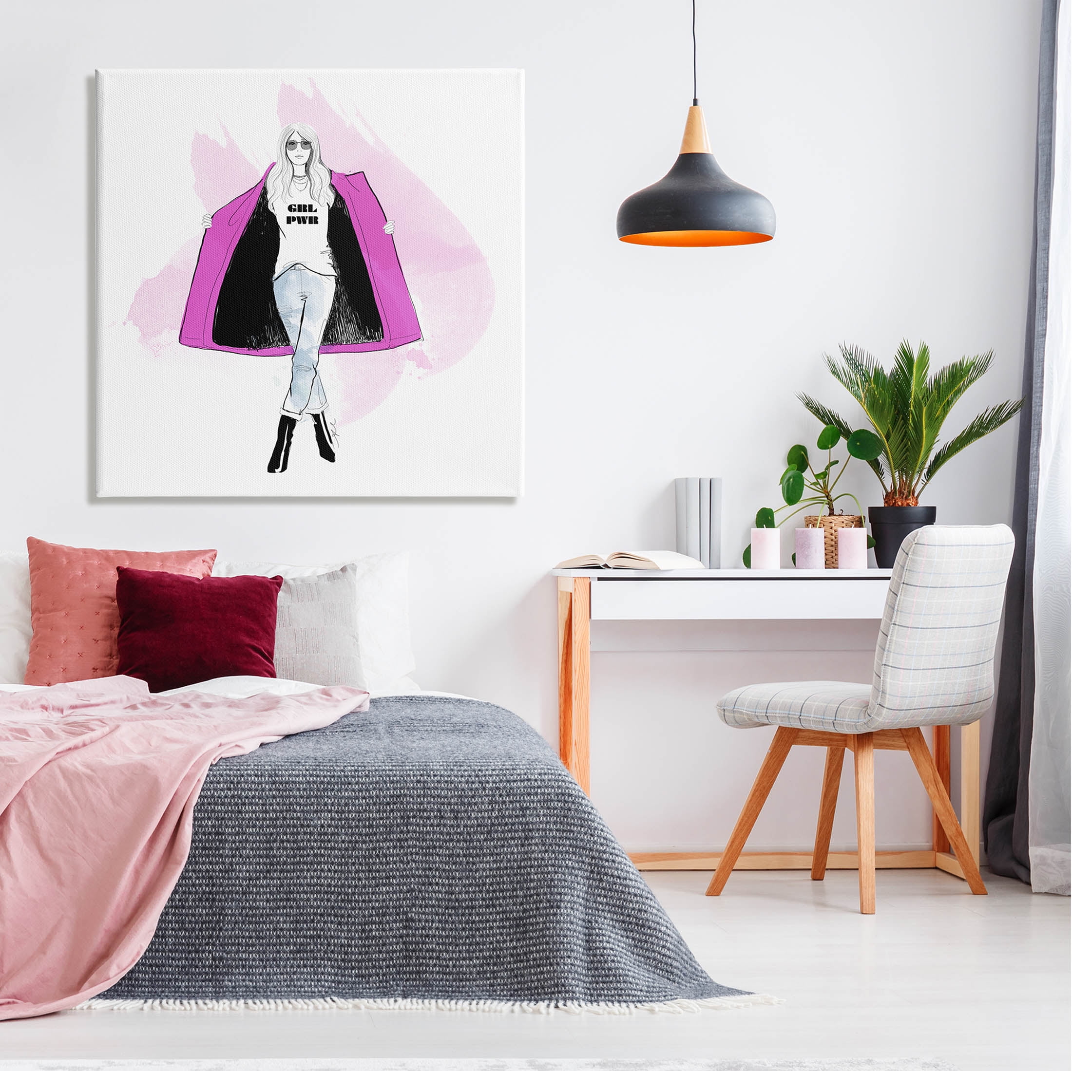 Stupell Industries Girl Power Fashion Portrait Graphic Art Gallery Wrapped Canvas Print Wall Art, Design by Alison Petrie