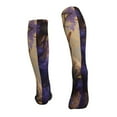 thumbnail image 4 of Compression Socks for Women and Men - Purple Flower Lazy Cat Compression Socks Circulation for Workout, 4 of 8