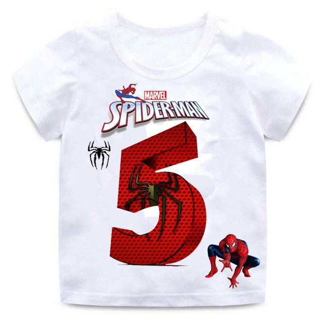 Marvels camiseta de cumpleaños para niños y niñas, ropa Digital, Pup Wiki, Spiderman, Tops de verano, ropa para niños, regalos para años