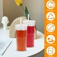 thumbnail image 3 of 2Pcs Glass Cup with Lid and Straw Transparent Iced Coffee Cups 600 ML Drinking Glasses, 3 of 8