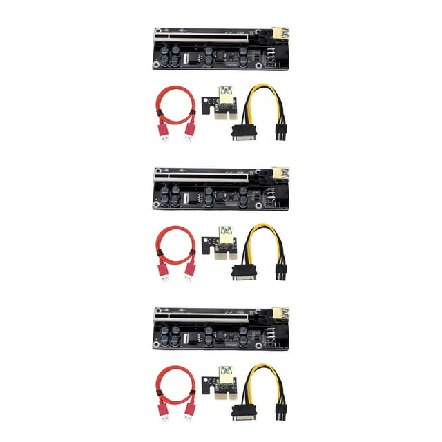 tredstone PCI-E 1x to 6x USB3.0 Extender Card Electronics Component Adapter Black Slot Red Cable 3Set