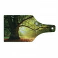 thumbnail image 1 of Leaves Cutting Board, Majestic Mighty Oak Tree with Largely Broader Leaves Forest Sun Rays Nature, Tempered Glass Cutting and Serving Board, Wine Bottle Shape, Orange Green Brown, by Ambesonne, 1 of 1