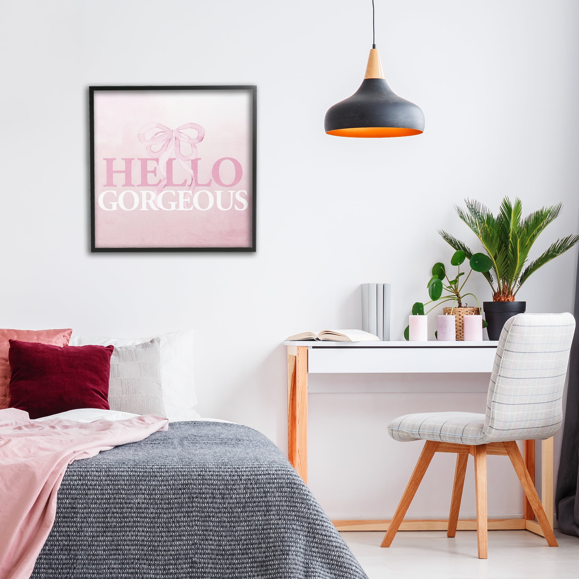 Feminine Hello Gorgeous Black Framed Giclee Art, design by Kim Allen