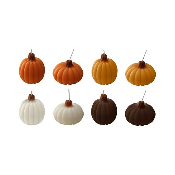 TaTaai 8Pcs Thanksgiving Pumpkin Shaped Soy Candles Fall Scented Tealight Candles Home Decor Handmade Thanksgiving Gifts for Bedroom Bathroom Party (Orange, White, Pumpkin)