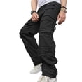 thumbnail image 4 of xiaxaixu Men's Retro Loose Denim Pants, Black Mid Rise Ripped Distressed Straight Jeans Hip Hop Dance Bottoms, 4 of 9