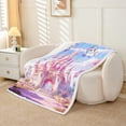 thumbnail image 2 of Erosebridal Princess Castle Sherpa Blanket, Fantasy Fairy Tale Fuzzy Blanket Throw, Pink Purple, 40x50, 2 of 6